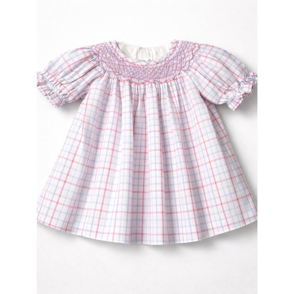 The Beaufort Bonnet Company Bettye Sue smocked windowpane top 3T